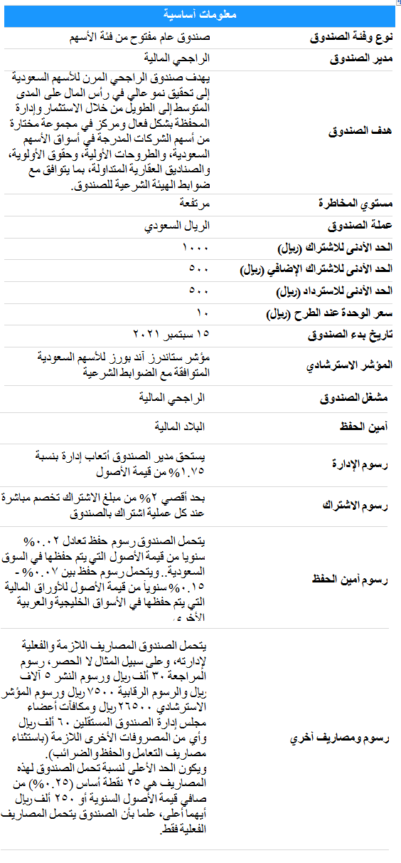 صندوق الراجحي للاسهم السعودية